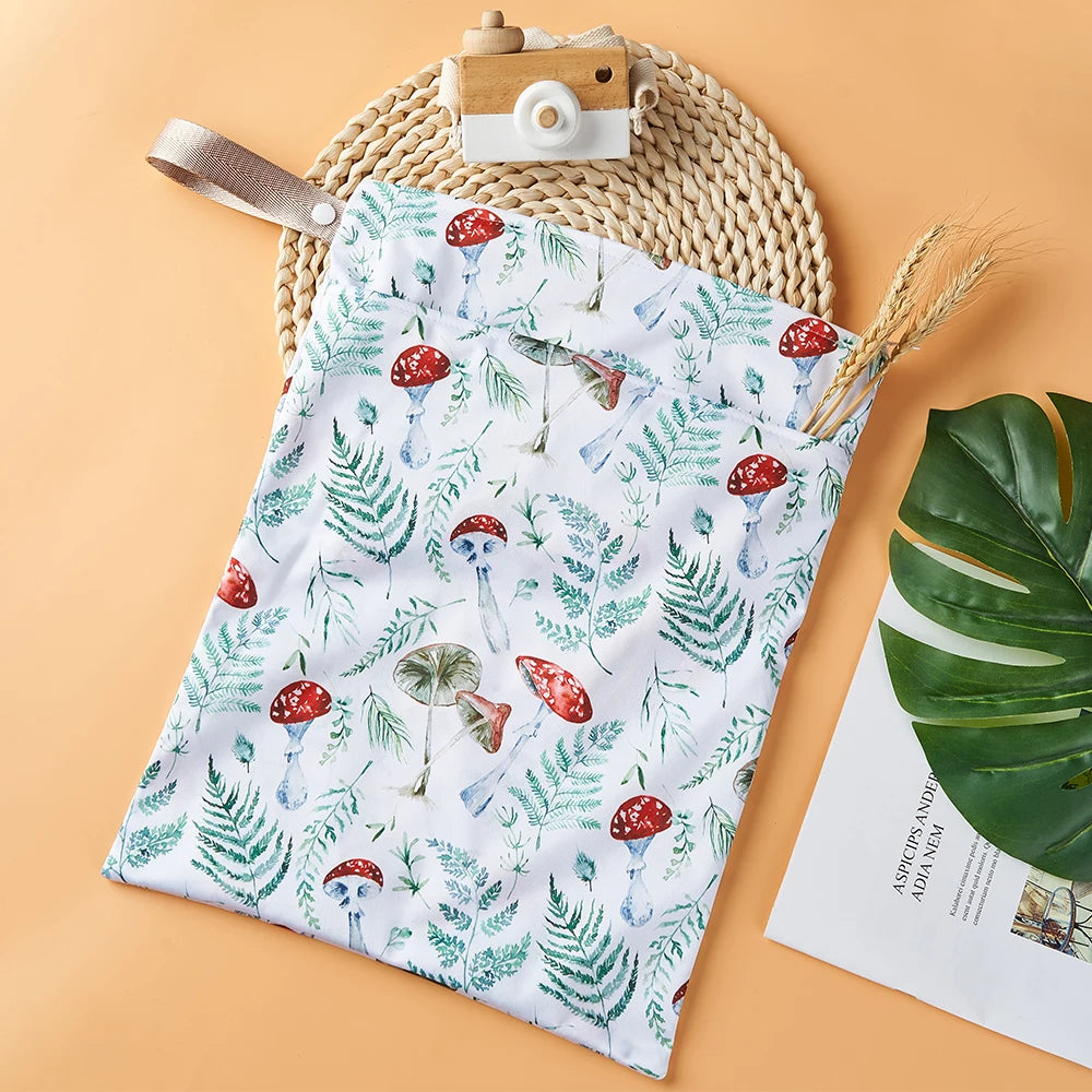 HappyFlute Waterproof Wet & Dry Diaper Bag – Portable Printed Travel Wetbag with Pockets - Nestling Babies 