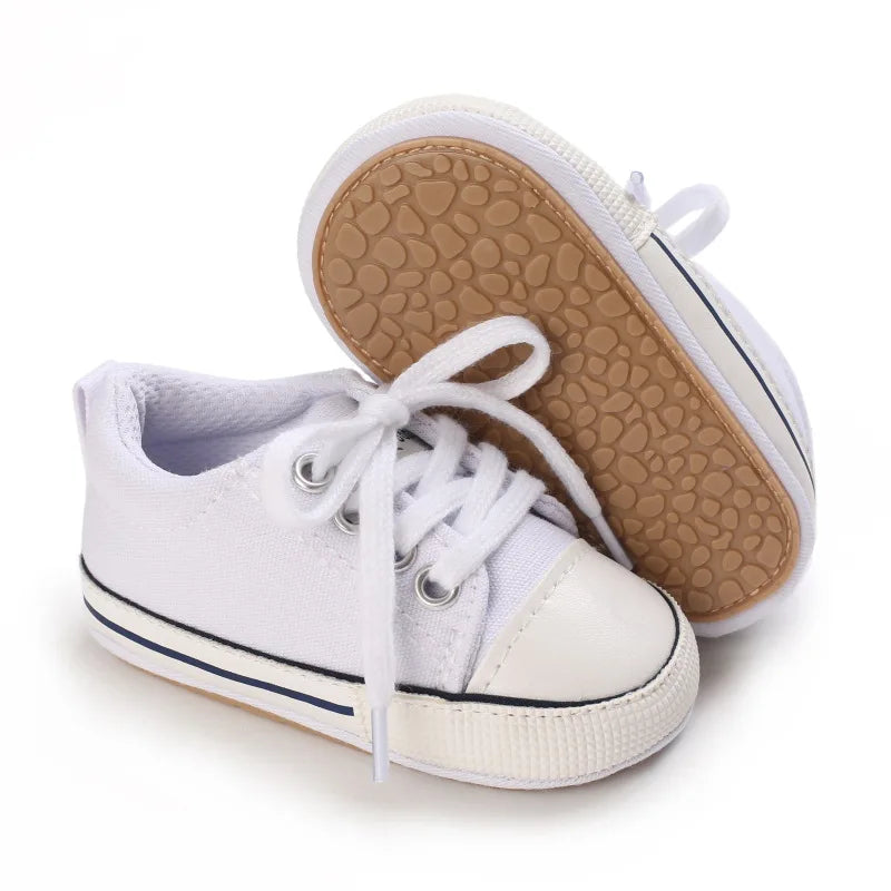 Meckior Baby Canvas Sneakers – Unisex Soft Basketball-Inspired First Walkers (0–18 Months) - Nestling Babies 