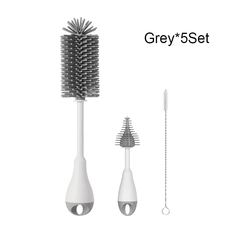 3-in-1 Silicone Baby Bottle Brush Set – 360° Cleaning Power - Nestling Babies 