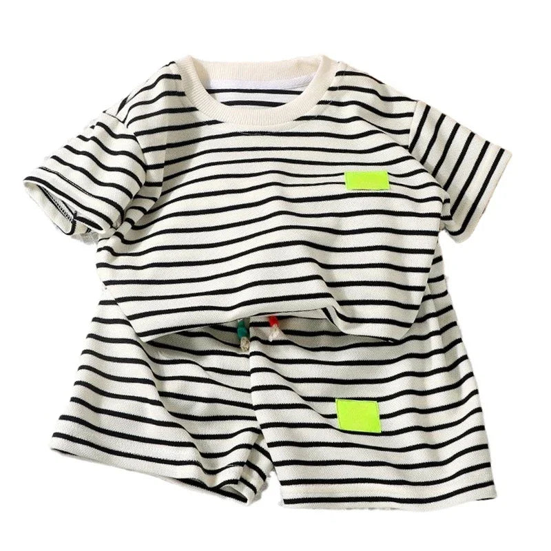Summer Striped T-Shirt & Shorts Set – 2-Piece Outfit for Toddlers (1–7Y) - Nestling Babies 