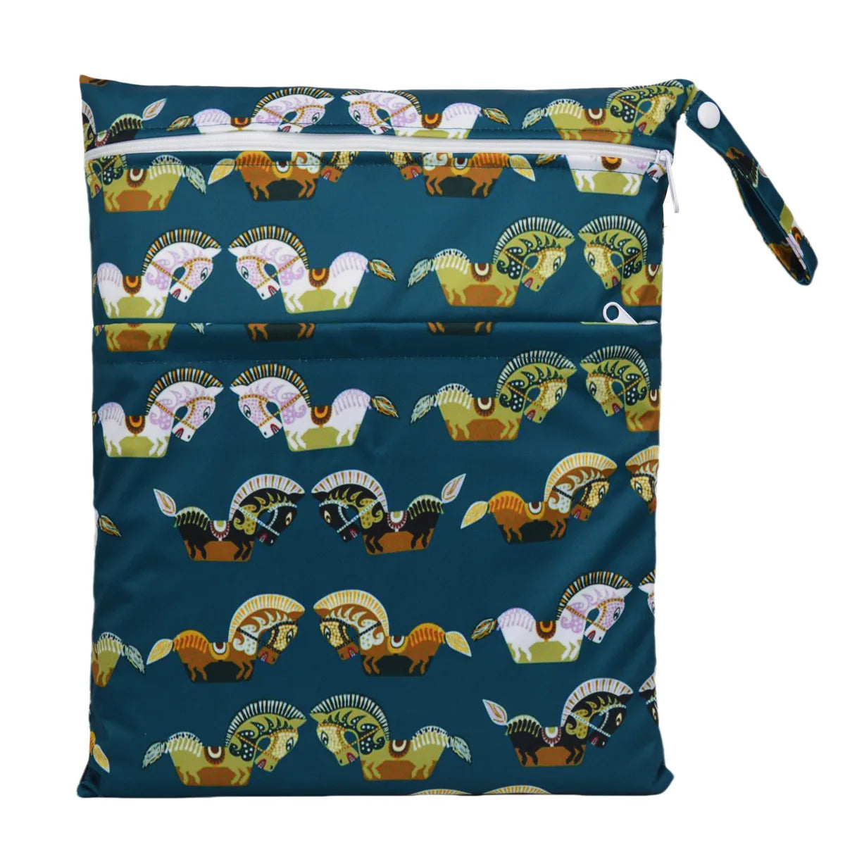 [Sigzagor] Reusable Wet Dry Bag – Waterproof Diaper Organizer with Dual Zippers & Animal Prints - Nestling Babies 