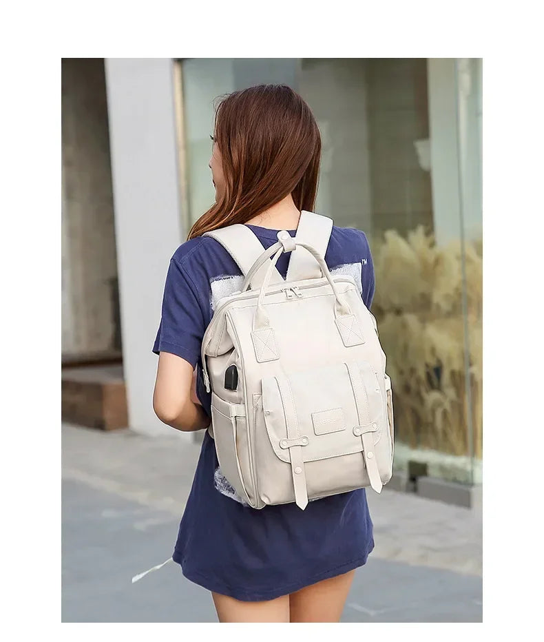 Waterproof Canvas Mummy Backpack – 2-Layer Diaper Bag with Large Capacity & Multi-Color Options - Nestling Babies 