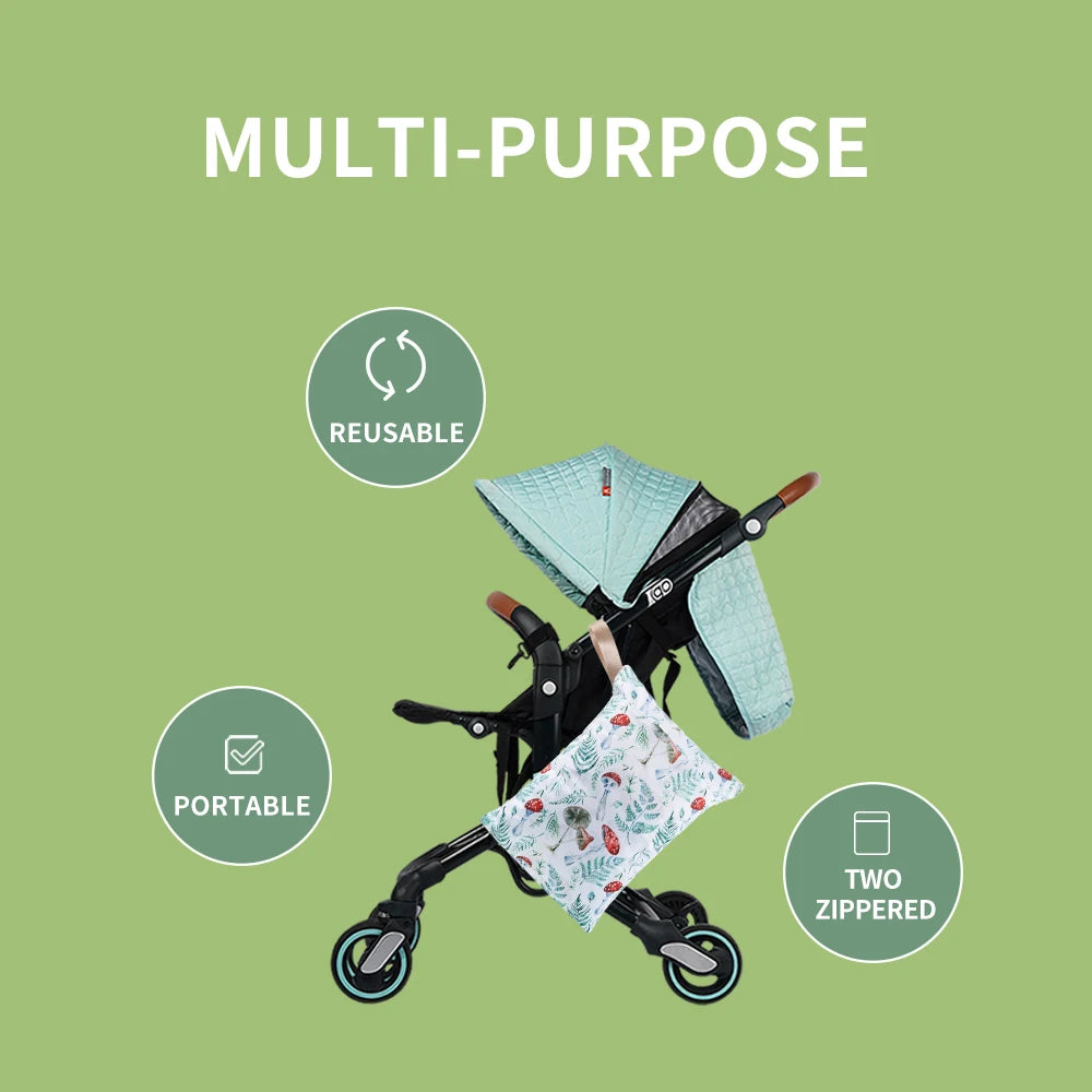 HappyFlute Waterproof Wet & Dry Diaper Bag – Portable Printed Travel Wetbag with Pockets - Nestling Babies 