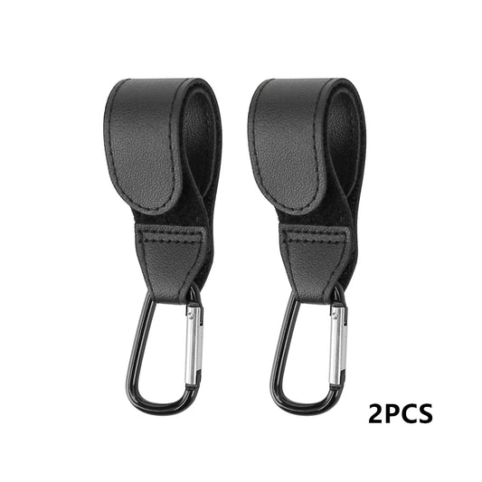 2PCS 360° Rotating PU Leather Stroller Hooks – Elegant Baby Bag Clips for Pram & Cart Organization - Nestling Babies 