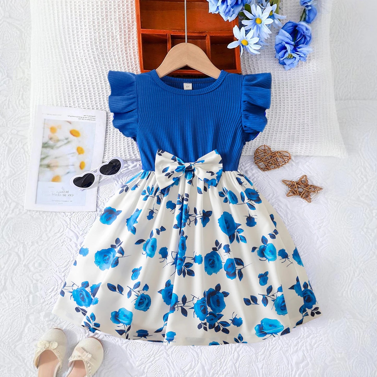 Butterfly Princess Dress for Girls – Sleeveless Floral Party Gown with Bow - Nestling Babies 