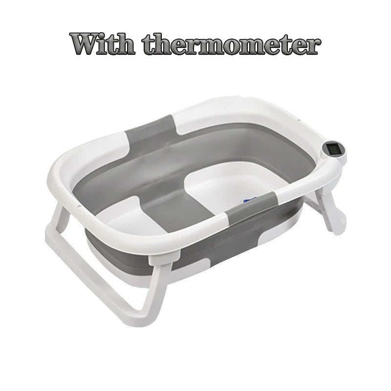 Foldable Baby Bathtub with Real-Time Temperature Display – Anti-Slip & Space-Saving Design - Nestling Babies 