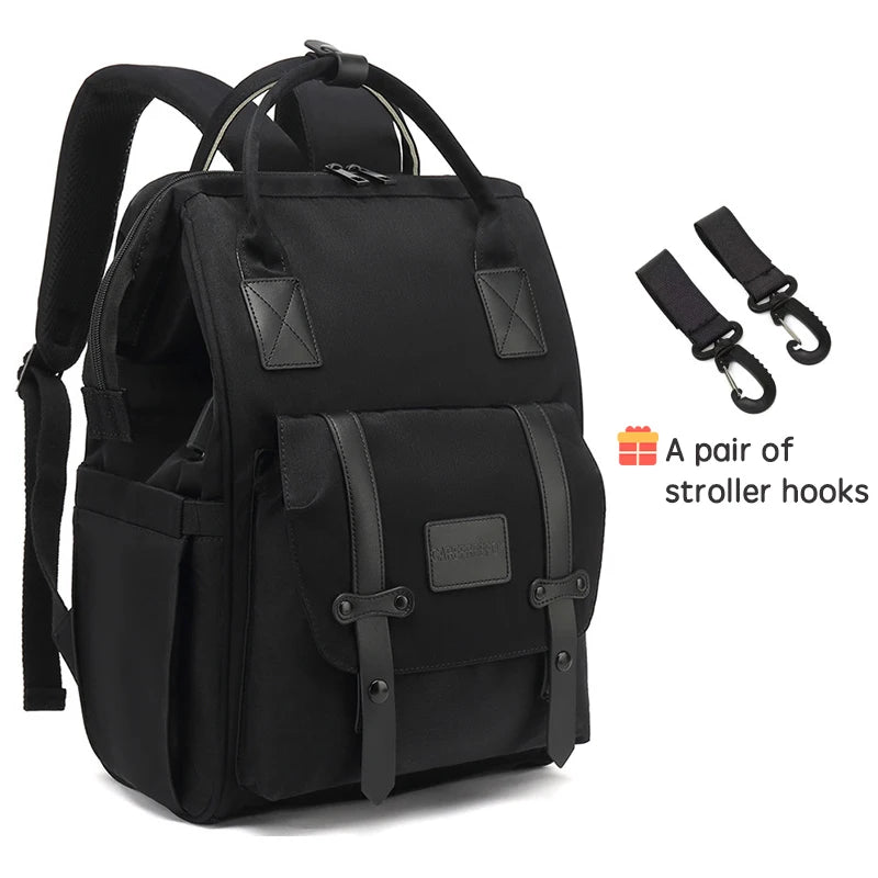 PANGDUBE Waterproof Diaper Backpack – Maternity Travel Bag with Stroller Hooks - Nestling Babies 