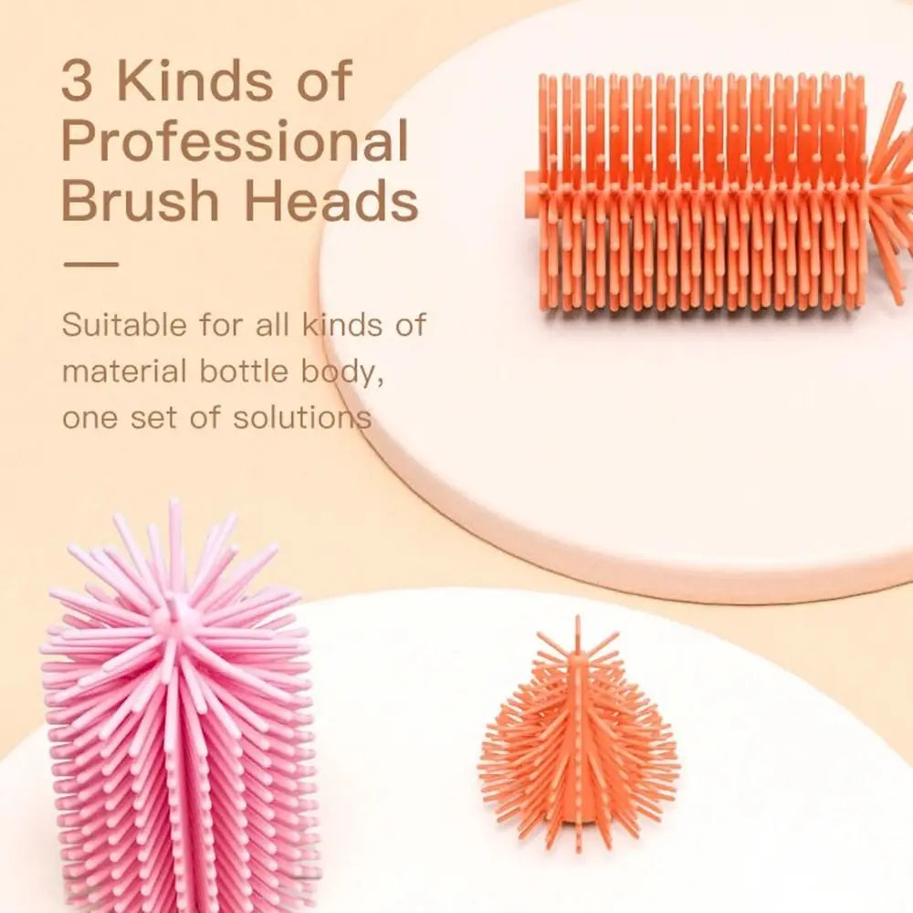 3-in-1 Silicone Baby Bottle Brush Set – 360° Cleaning with Anti-Slip Grip - Nestling Babies 