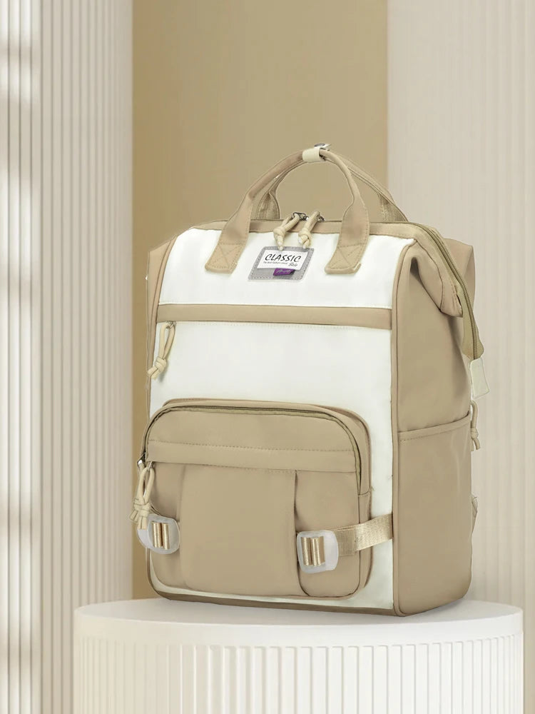 Trendy Yellow College Backpack – Kawaii Nylon Laptop Bag for Girls & Students - Nestling Babies 