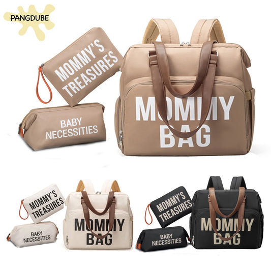 PANGDUBE 3-in-1 Leather Diaper Bag Set – Backpack, Handbag & Organizer for Mom and Dad - Nestling Babies 