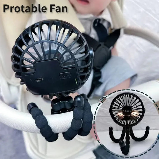 Bladeless Mini Stroller Fan – USB Rechargeable Handheld & Folding Silent Cooling Fan for Babies & Parents - Nestling Babies 