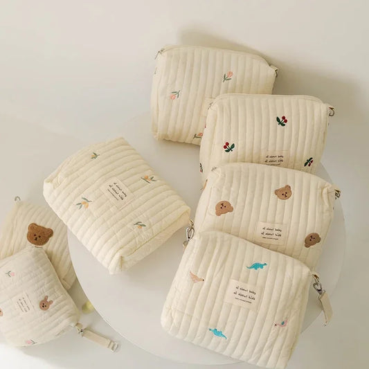 Cotton Diaper Bag for Stroller – Hanging Organizer & Mommy Makeup Caddy - Nestling Babies 
