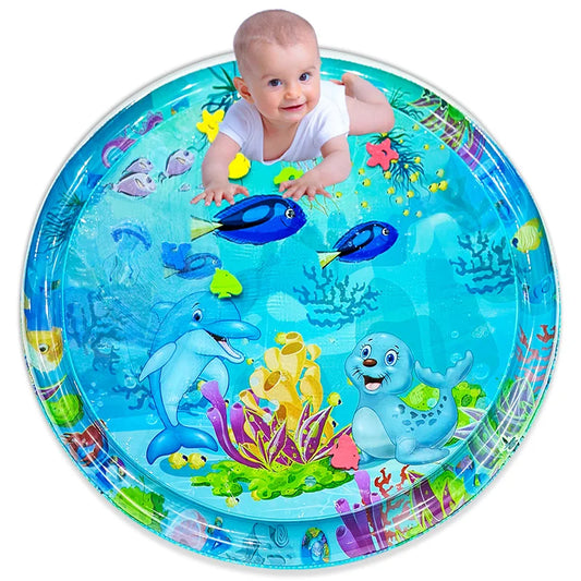 Large Inflatable Baby Water Play Mat (100 cm) – Round Dolphin & Seal Design - Nestling Babies 
