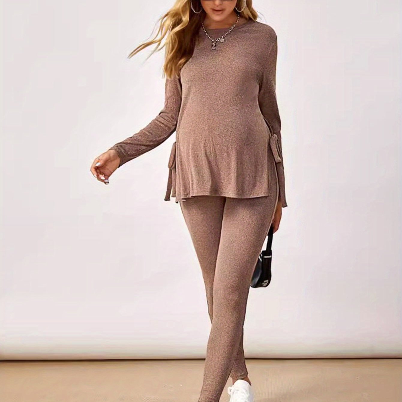 Women’s Lace-Up Knit Pants – Slim Fit Stretch Casual Trousers for Fall & Winter - Nestling Babies 